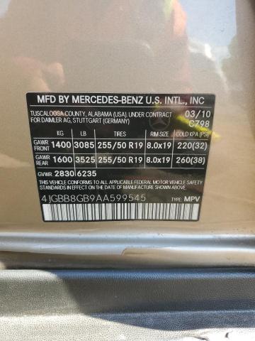 4JGBB8GB9AA599545 - 2010 MERCEDES-BENZ ML 350 4MATIC TAN photo 12