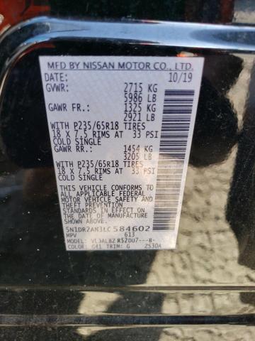 5N1DR2AN3LC584602 - 2020 NISSAN PATHFINDER S BLACK photo 13