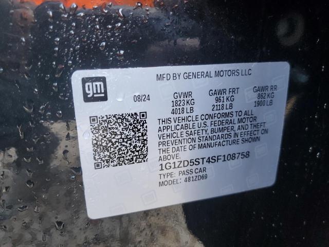 1G1ZD5ST4SF108758 - 2025 CHEVROLET MALIBU LT BLACK photo 12