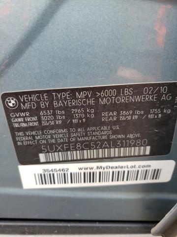 5UXFE8C52AL311980 - 2010 BMW X5 XDRIVE48I Yaşıl foto 14