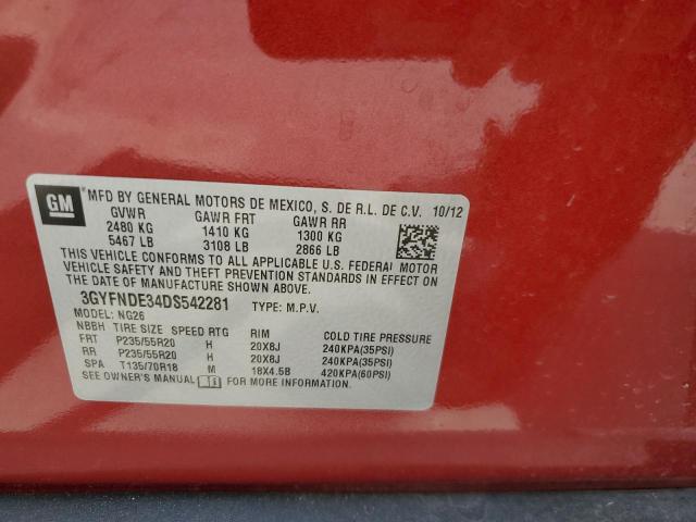 3GYFNDE34DS542281 - 2013 CADILLAC SRX PERFORMANCE COLLECTION Burgund zdjęcie 12