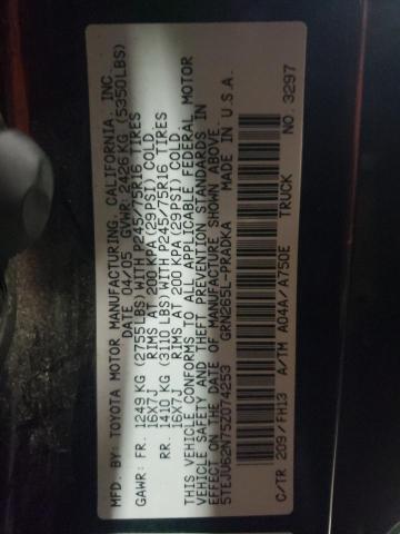 5TEJU62N75Z074253 - 2005 TOYOTA TACOMA DOUBLE CAB PRERUNNER BLACK photo 12