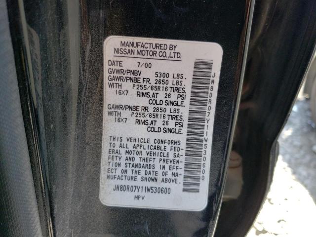 JN8DR07Y11W530600 - 2001 NISSAN PATHFINDER LE 黑色 照片 12