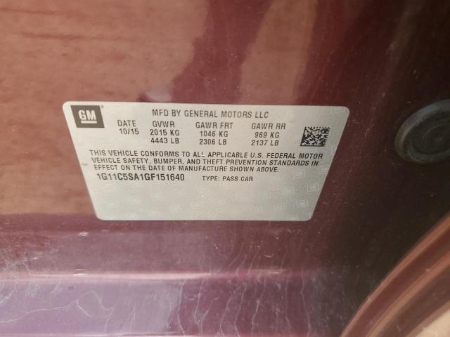 1G11C5SA1GF151640 - 2016 CHEVROLET MALIBU LIM LT 勃艮第红 照片 12