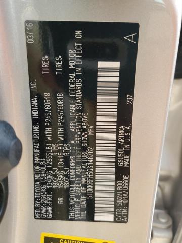 5TDKKRFH5GS146762 - 2016 TOYOTA HIGHLANDER XLE Gümüş foto 13