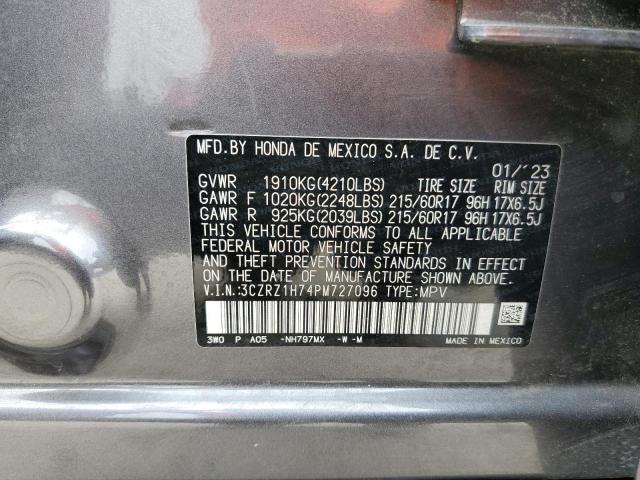 3CZRZ1H74PM727096 - 2023 HONDA HR-V EXL GRAY photo 14