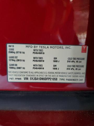 5YJSA1DN6DFP21058 - 2013 TESLA MODEL S 红色 照片 12