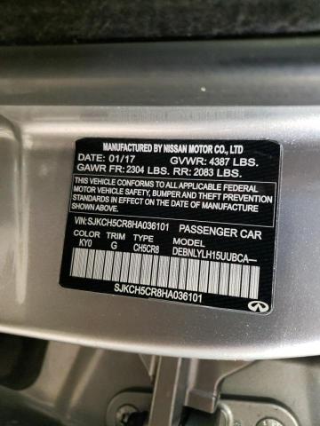 SJKCH5CR8HA036101 - 2017 INFINITI QX30 BASE SILVER photo 13