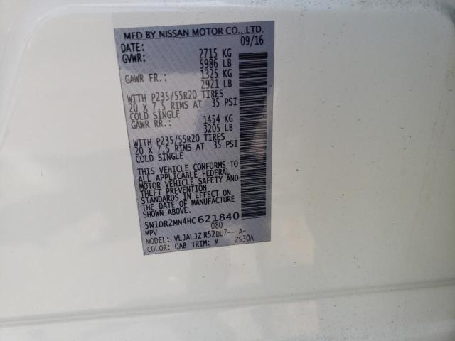 5N1DR2MN4HC621840 - 2017 NISSAN PATHFINDER S WHITE photo 12