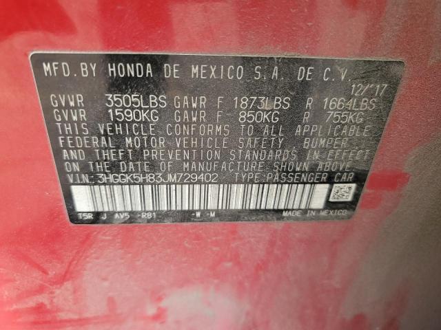 3HGGK5H83JM729402 - 2018 HONDA FIT EX Rouge photo 12