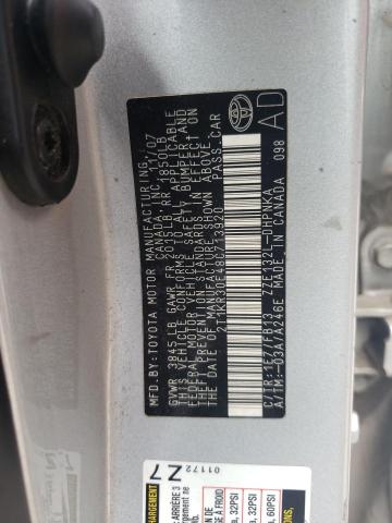2T1KR30E48C713920 - 2008 TOYOTA COROLLA MA XR SILVER photo 13