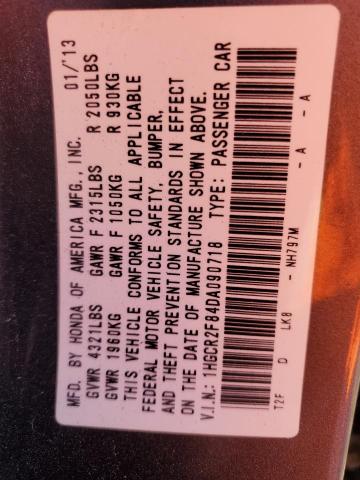 1HGCR2F84DA090718 - 2013 HONDA ACCORD EXL ნაცრისფერი ფოტო 12