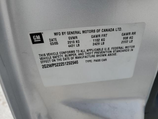 2G2WP522251292946 - 2005 PONTIAC GRAND PRIX 银色 照片 12