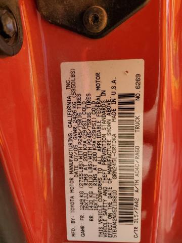 5TEUU42N35Z116810 - 2005 TOYOTA TACOMA ACCESS CAB Қызыл фото 12