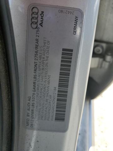 WAUJGAFCXDN012184 - 2013 AUDI A6 PRESTIGE SILVER photo 12