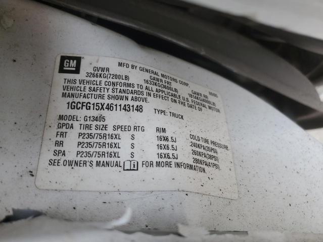 1GCFG15X461143148 - 2006 CHEVROLET EXPRESS G1 WHITE photo 12