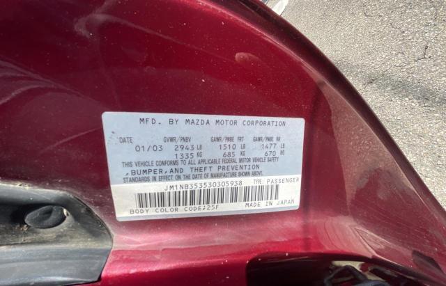 JM1NB353530305938 - 2003 MAZDA MX-5 MIATA BASE BURGUNDY photo 10