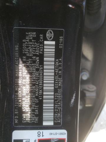 4T1BK1EB8DU040761 - 2013 TOYOTA AVALON BASE Noir photo 12