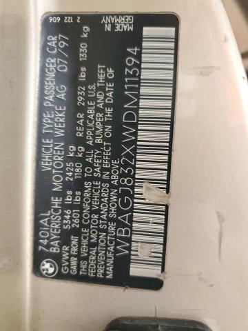 WBAGJ832XWDM11394 - 1998 BMW 6 SERIES IL GOLD photo 12