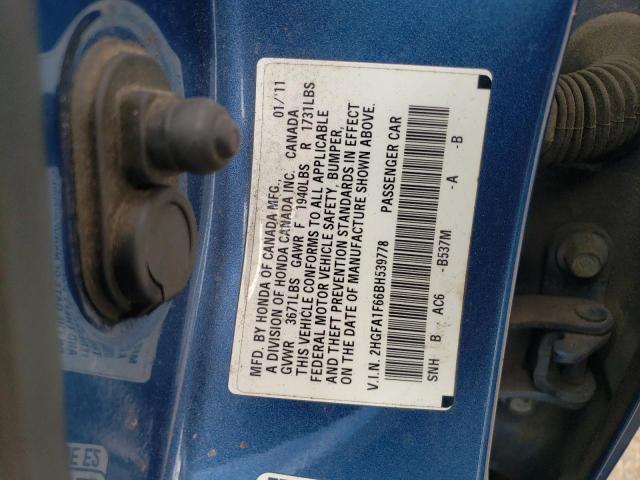 2HGFA1F66BH539778 - 2011 HONDA CIVIC LX-S أزرق صورة 12
