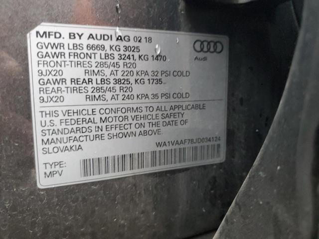 WA1VAAF78JD034124 - 2018 AUDI Q7 PRESTIGE GRAY photo 13