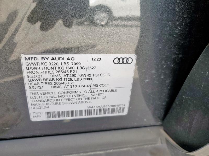 WA16AAGE5RB048734 - 2024 AUDI Q8 E-TRON PRESTIGE GRAY photo 12