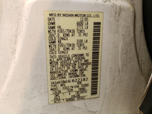 5N1AR18W16C622182 - 2006 NISSAN PATHFINDER LE 白色 照片 14