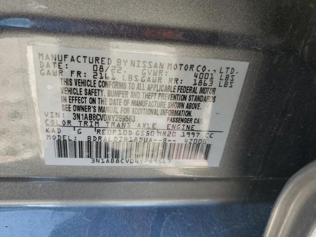 3N1AB8CV0NY289563 - 2022 NISSAN SENTRA SV GRAY photo 13