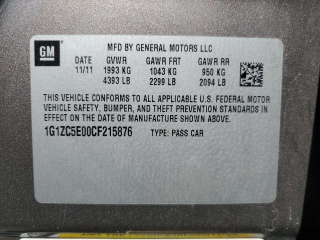 1G1ZC5E00CF215876 - 2012 CHEVROLET MALIBU 1LT 棕色 照片 12