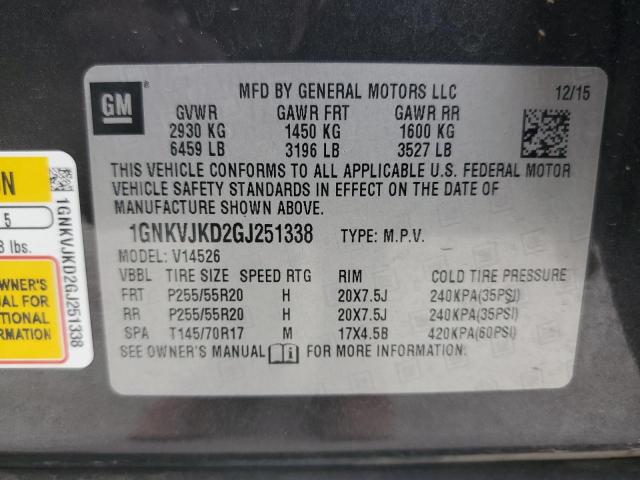 1GNKVJKD2GJ251338 - 2016 CHEVROLET TRAVERSE LTZ GRAY photo 13