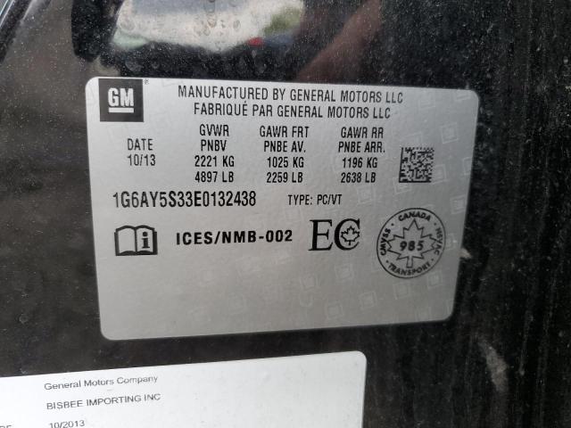 1G6AY5S33E0132438 - 2014 CADILLAC CTS PERFORMANCE COLLECTION BLACK photo 12