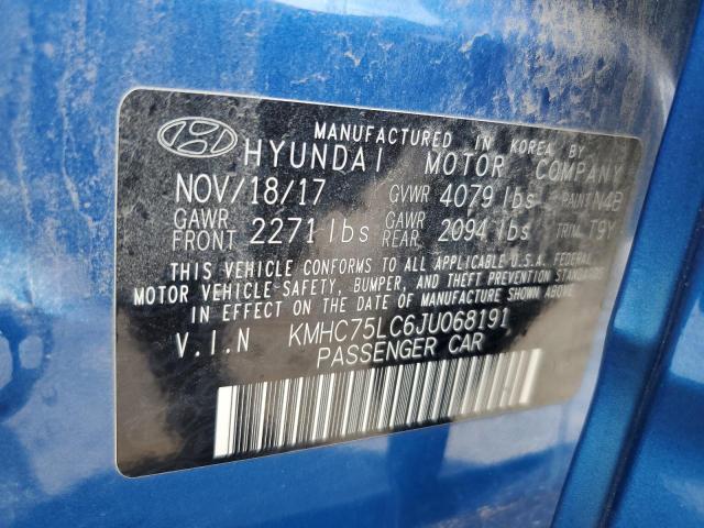 KMHC75LC6JU068191 - 2018 HYUNDAI IONIQ SEL BLUE photo 13