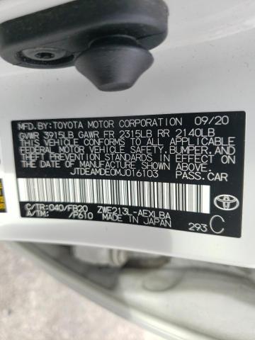 JTDEAMDE0MJ016103 - 2021 TOYOTA COROLLA LE WHITE photo 13