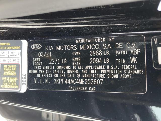 3KPF44AC4ME352607 - 2021 KIA FORTE GT BLACK photo 12