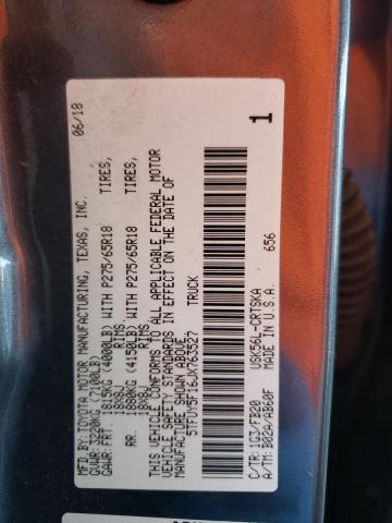 5TFUY5F16JX763527 - 2018 TOYOTA TUNDRA DOUBLE CAB SR/SR5 GRAY photo 12