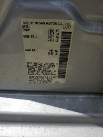 1N4BL4BV2NN343487 - 2022 NISSAN ALTIMA S SILVER photo 12