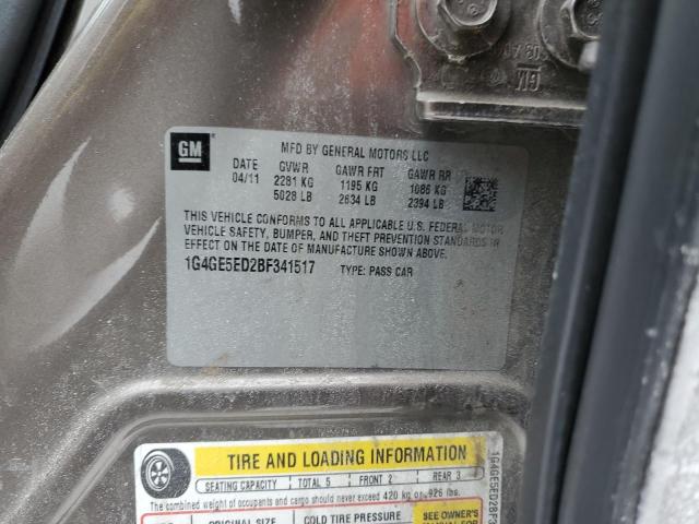 1G4GE5ED2BF341517 - 2011 BUICK LACROSSE CXS Մոխրագույն լուսանկար 13