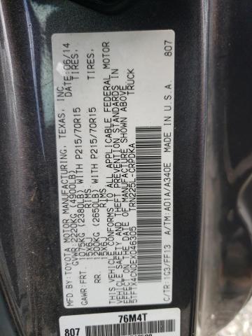 5TFTX4CN0EX046305 - 2014 TOYOTA TACOMA ACCESS CAB გრაფიტი ფოტო 12