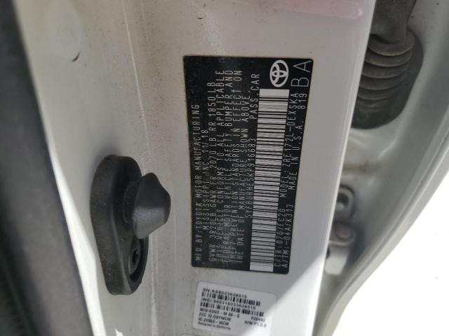 5YFBURHE5KP916683 - 2019 TOYOTA COROLLA L 白色 照片 12