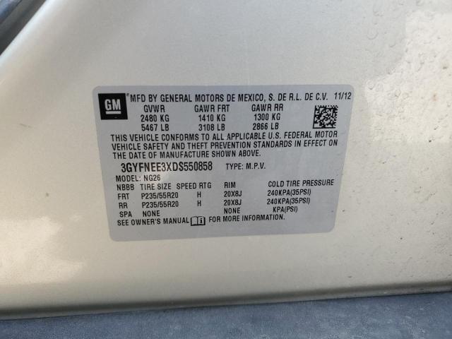 3GYFNEE3XDS550858 - 2013 CADILLAC SRX PREMIUM COLLECTION Beżowy zdjęcie 13