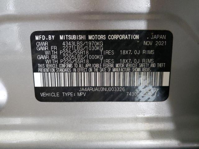 JA4ARUAU3NU003326 - 2022 MITSUBISHI OUTLANDER ES SILVER photo 12