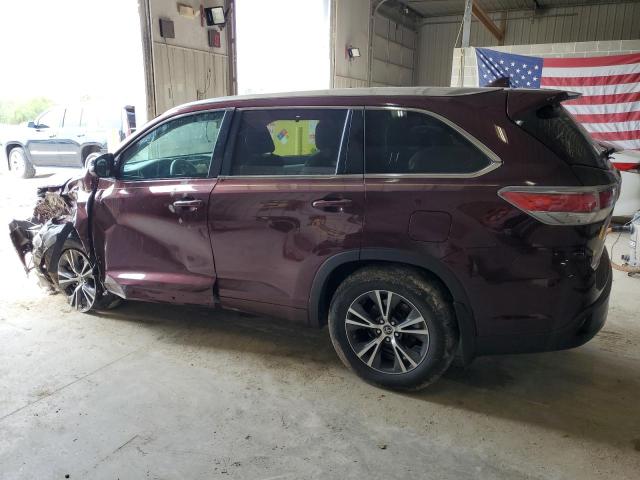 5TDJKRFH2GS331928 - 2016 TOYOTA HIGHLANDER XLE MAROON photo 2