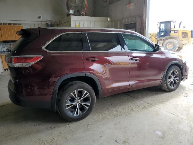 5TDJKRFH2GS331928 - 2016 TOYOTA HIGHLANDER XLE MAROON photo 3