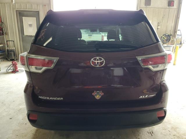 5TDJKRFH2GS331928 - 2016 TOYOTA HIGHLANDER XLE MAROON photo 6