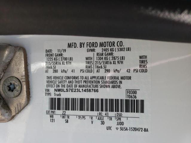 NM0LS7E23L1458766 - 2020 FORD TRANSIT CO XL WHITE photo 12