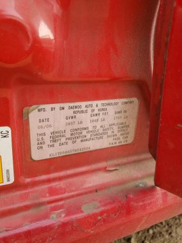 KL1TD56657B042504 - 2007 CHEVROLET AVEO BASE RED photo 12