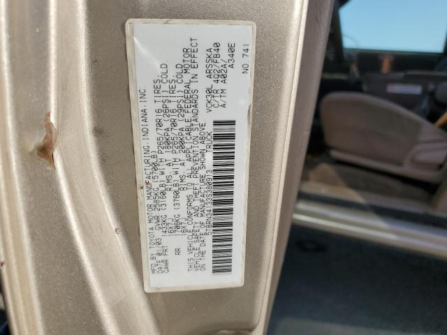 5TBRN34133S380913 - 2003 TOYOTA TUNDRA ACCESS CAB SR5 GOLD photo 12