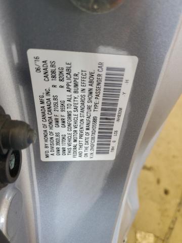 2HGFC3B7XGH355889 - 2016 HONDA CIVIC EXL SILVER photo 12