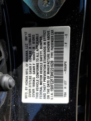 19XFC2F73HE231639 - 2017 HONDA CIVIC EX BLACK photo 12