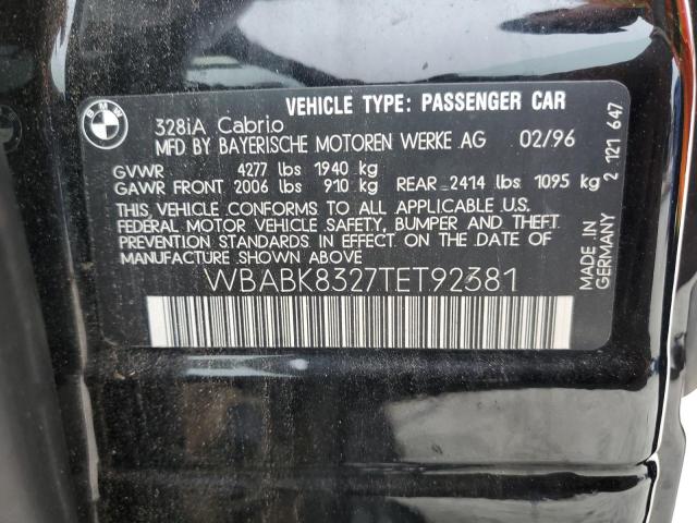 WBABK8327TET92381 - 1996 BMW 328 IC AUTOMATIC BLACK photo 12